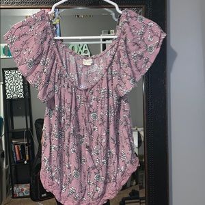 Floral off the shoulder blouse.